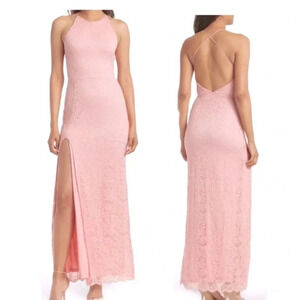 Love X Design Pink Vesta Stretch Lace Maxi Dress Size Medium